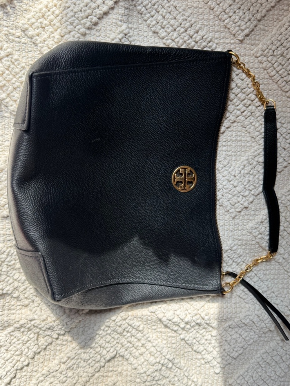 Authentic Tory Burch black leather handbag